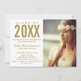 Foto van Rustic Wood Floral Gold Graduation Party Kaart