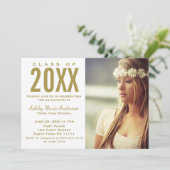Foto van Rustic Wood Floral Gold Graduation Party Kaart (Staand voorkant)