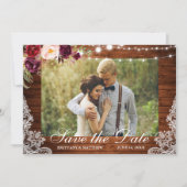 Foto van Rustic Wood Floral Lights Save The Date (Voorkant)