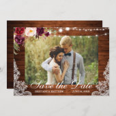 Foto van Rustic Wood Floral Lights Save The Date (Voorkant / Achterkant)