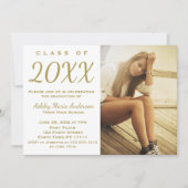 Foto van Rustic Wood Gold Graduation Party Kaart (Voorkant)