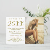 Foto van Rustic Wood Gold Graduation Party Kaart (Staand voorkant)