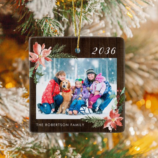 Foto van Rustic Wood Kerstfamilie Keramisch Ornament