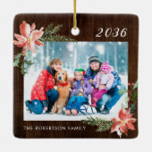Foto van Rustic Wood Kerstfamilie Keramisch Ornament (Achterkant)
