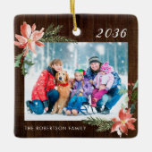 Foto van Rustic Wood Kerstfamilie Keramisch Ornament (Voorkant)