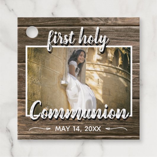 Foto van Rustic Wood Lace First Bedankjes Labels (Voorkant)