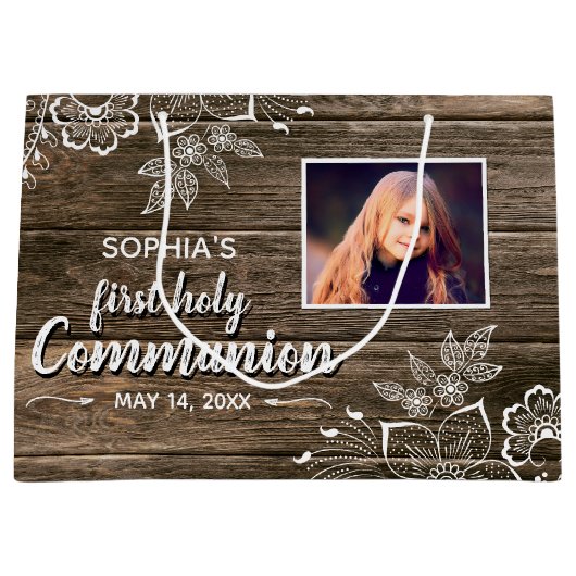 Foto van Rustic Wood Lace First Groot Cadeauzakje (Voorkant)