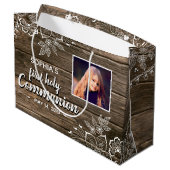 Foto van Rustic Wood Lace First Groot Cadeauzakje (Achterkant Gekanteld)