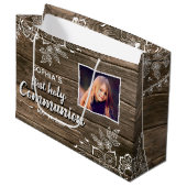 Foto van Rustic Wood Lace First Groot Cadeauzakje (Voorkant Gekanteld)