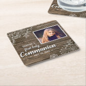 Foto van Rustic Wood Lace First Kartonnen Onderzetters (Schuin)