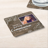 Foto van Rustic Wood Lace First Kartonnen Onderzetters (Schuin)