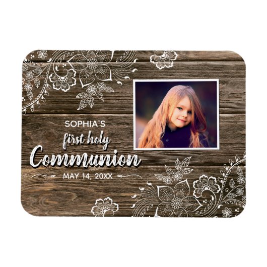 Foto van Rustic Wood Lace First Magneet (Horizontaal)