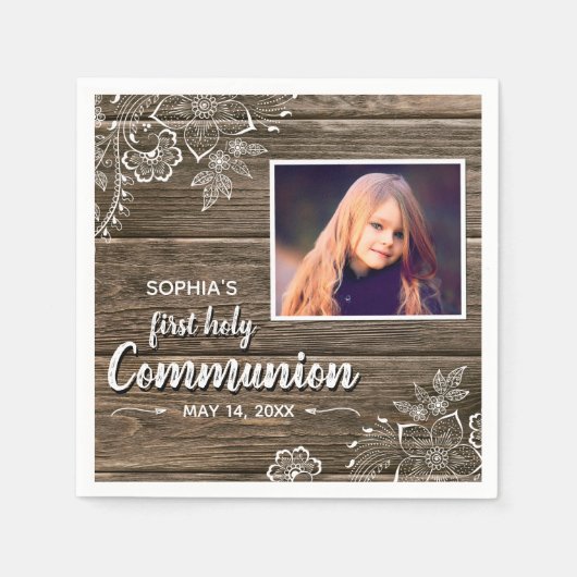 Foto van Rustic Wood Lace First Servet (Voorkant)