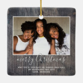 Foto van Rustic Wood Merry Kerstmis Keramisch Ornament (Achterkant)