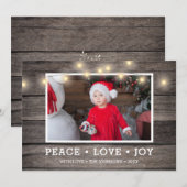 Foto van Rustic Wood String Lights Feestdagenkaart (Voorkant / Achterkant)