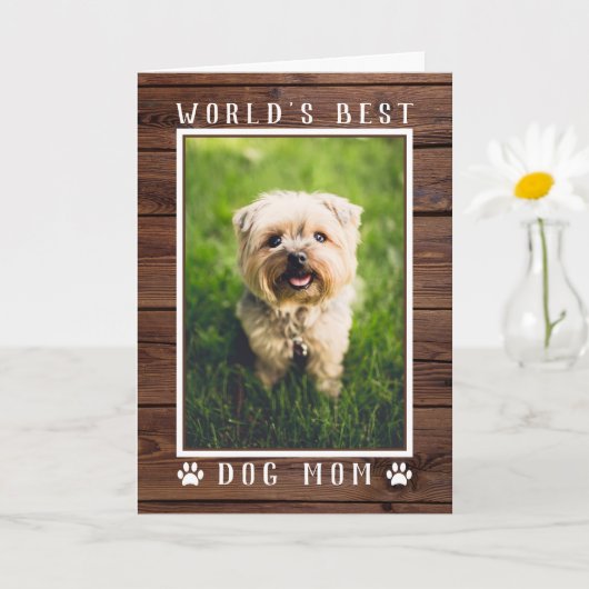 Foto van Rustic World's Best Dog Mam Moederdag Kaart (Kleine Plant)