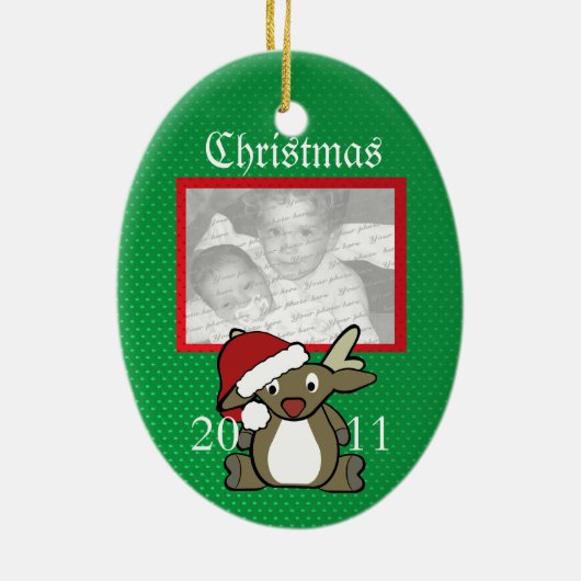 Foto van Santa Deer Keramisch Ornament (Achterkant)