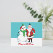 Foto van Santa Snowman Feestdagenkaart (Staand voorkant)