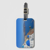 Foto van Santorini Greece Blue Domed Church Bagagelabel (Voorkant (verticaal))