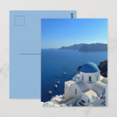 Foto van Santorini Greece Blue Domed Church Briefkaart (Voorkant / Achterkant)