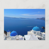 Foto van Santorini Greece Blue Domed Church Briefkaart (Voorkant)