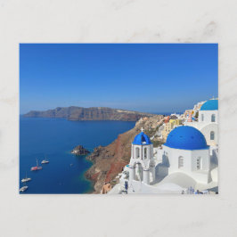 Foto van Santorini Greece Blue Domed Church Briefkaart