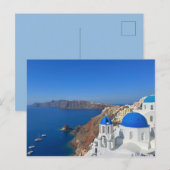 Foto van Santorini Greece Blue Domed Church Briefkaart (Voorkant / Achterkant)