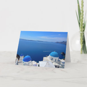 Foto van Santorini Greece Blue Domed Church Kaart
