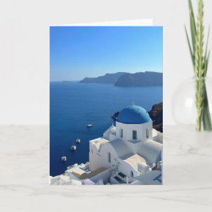 Foto van Santorini Greece Blue Domed Church Kaart