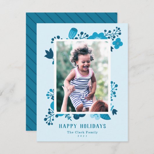 Foto van Scandi Style Mod Blue Feestdagenkaart (Voorkant / Achterkant)