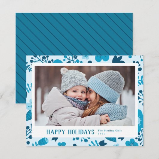 Foto van Scandi Style Mod Blue Feestdagenkaart (Voorkant / Achterkant)