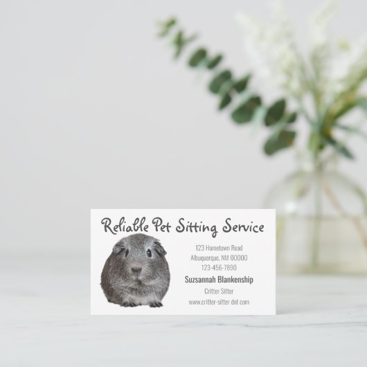 Foto van schattig grijs Guinee Visitekaartje (Staand voorkant)