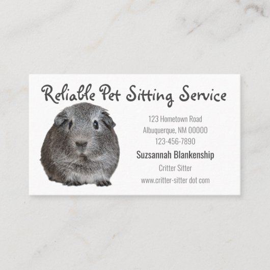 Foto van schattig grijs Guinee Visitekaartje (Voorkant)