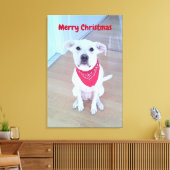 Foto van Schattige Dog with Funny Ears Red Christm Canvas Afdruk (Insitu (Woonkamer))