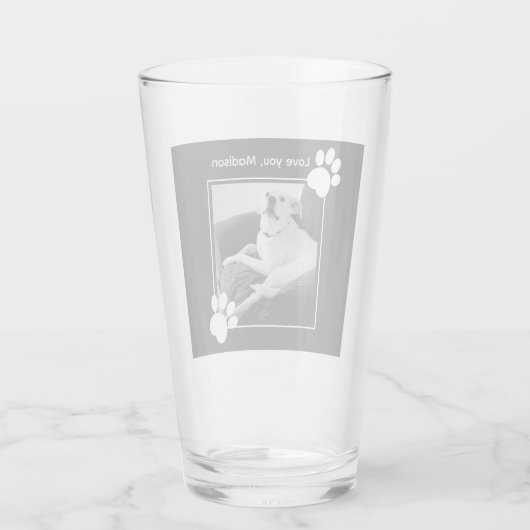 Foto van Schattige Talking Dog Paws en Bericht Zwa Glas (Achterkant)