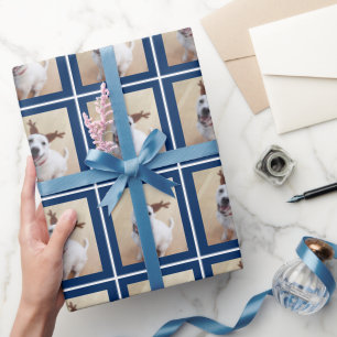 Foto van Schattigee Witte Rendier Puppy Dog Blue Cadeaupapier