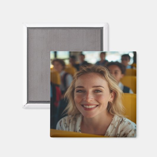 Foto van schoolbuschauffeur aanpassen magneet (Voorkant / Achterkant)