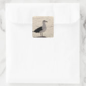 Foto van Seagull op Coney Island Beach Vierkante Sticker (Tas)