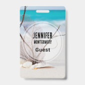 Foto van Seashells op een Sandy Beach Guest Badge (Achterkant)