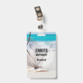 Foto van Seashells op een Sandy Beach Guest Badge (Achterkant met clip)