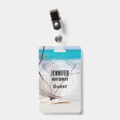 Foto van Seashells op een Sandy Beach Guest Badge (Voorkant met clip)