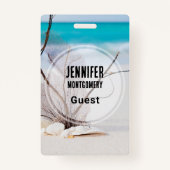 Foto van Seashells op een Sandy Beach Guest Badge (Voorkant)