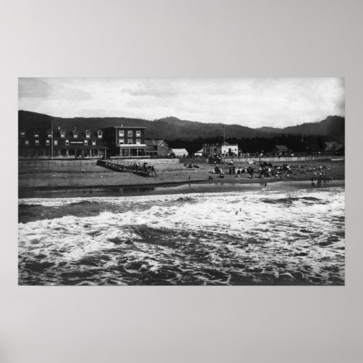 Foto van Seaside, Oregon Beach en Hotel Moore Poster (Voorkant)