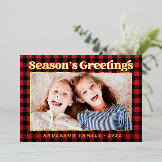 Foto van Seizoensgrietings Pset Pattern Folie Feestdagenkaart (Staand Voorkant)