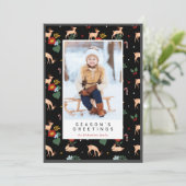 Foto van Seizoensschildpad - Zwarte rendierenkorf Feestdagenkaart (Staand voorkant)