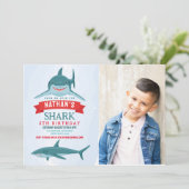 Foto van Shark Birthday Party zwemmen Kaart (Staand voorkant)