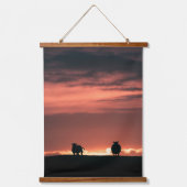 Foto van Sheep Sunset Natuur Hangend Wandkleed (Voorkant)