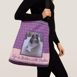Foto van Shetland Sheepdog op Paars en roze Crossbody Tas