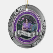Foto van Silver Black Fgrave Elegant Banner Purple Keramisch Ornament (Links)