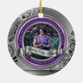 Foto van Silver Black Fgrave Elegant Banner Purple Keramisch Ornament (Achterkant)